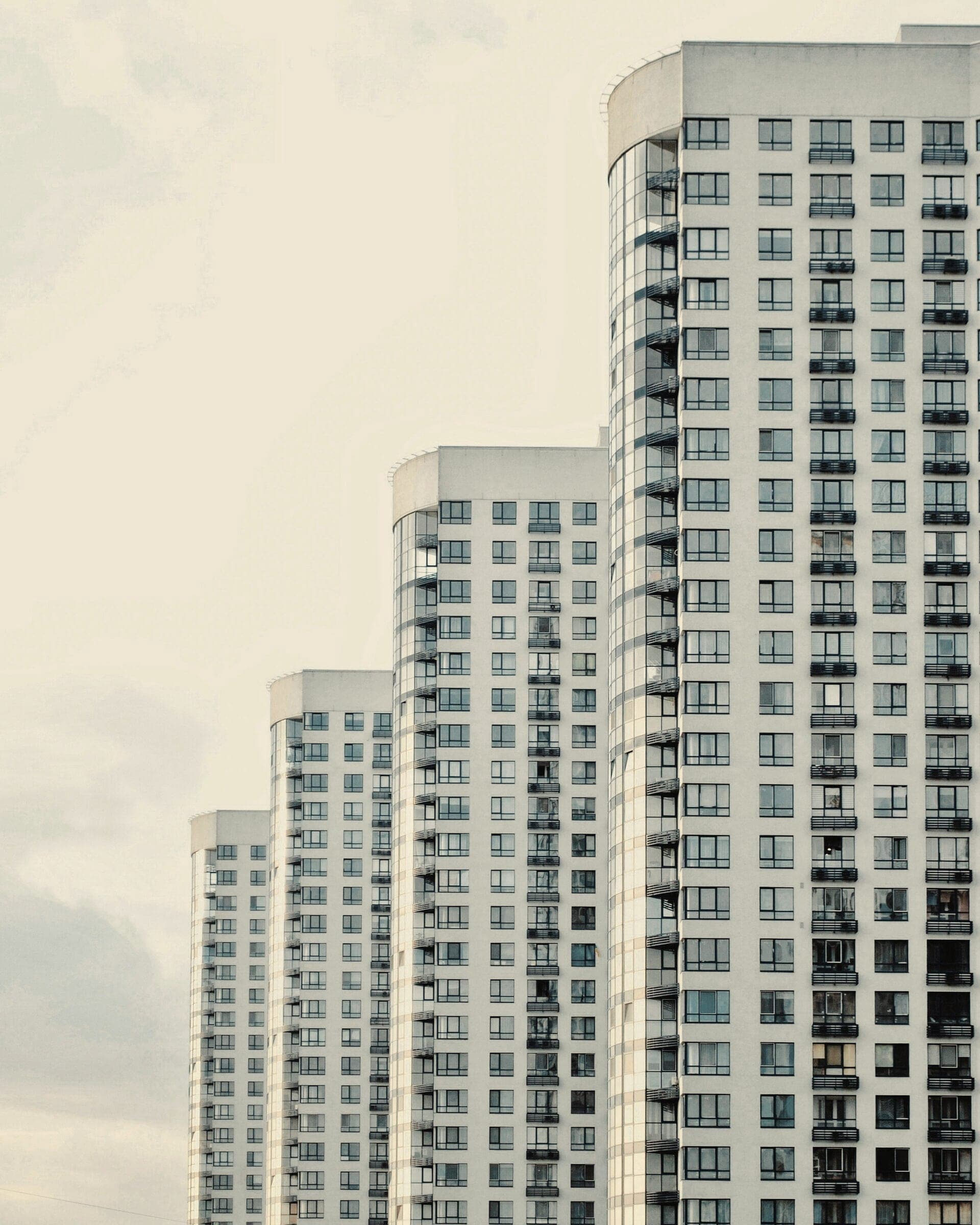 Row of white residential towers